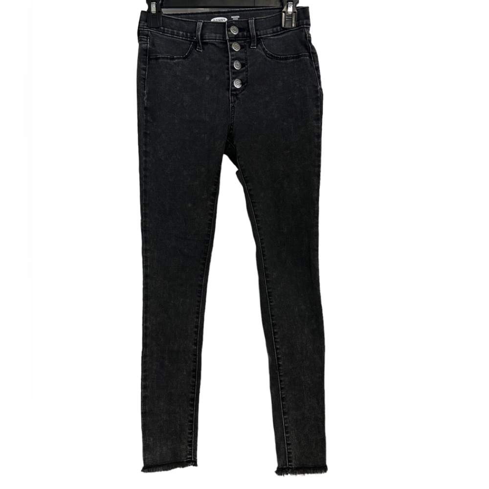 Old Navy girls‎ acid wash black rockstar jeggings Jeans  size 14 Button Fly.